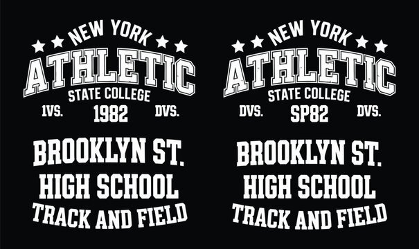 New York Athletic State College Brooklyn high school track and field vintage varsity vector for t-shirt