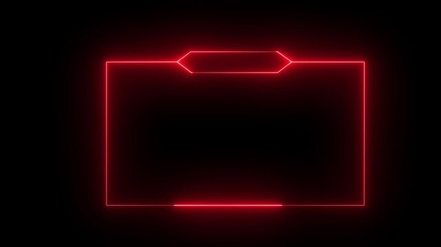 Glowing Neon Red color frame, live streaming neon text frame animation box . neon frame live streaming game live Stream, overlay animation box neon frame 4k video.