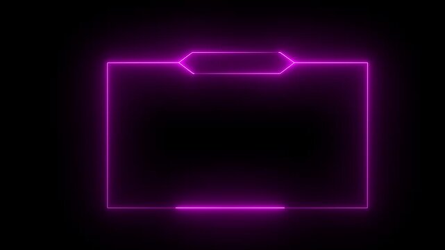 Glowing Neon Pink color frame, live streaming neon text frame animation box . neon frame live streaming game live Stream, overlay animation box neon frame 4k video.
