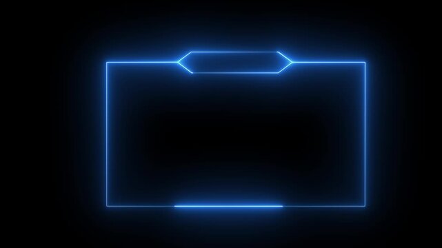 Glowing Neon Blue color frame, live streaming neon text frame animation box . neon frame live streaming game live Stream, overlay animation box neon frame 4k video.