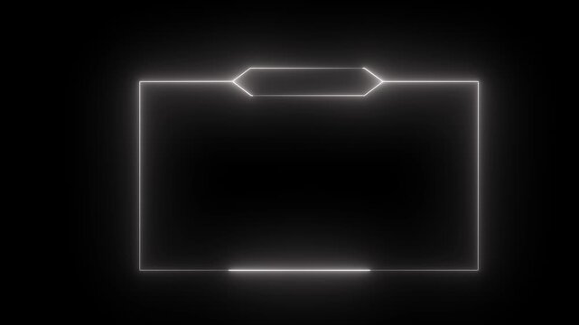 Glowing Neon White color frame, live streaming neon text frame animation box . neon frame live streaming game live Stream, overlay animation box neon frame 4k video.