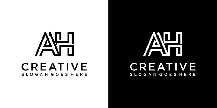 AH or HA initial letter logo design vector