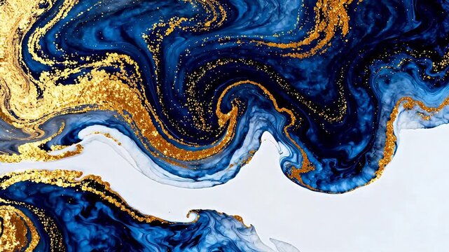 Abstract blue and gold swirling pattern