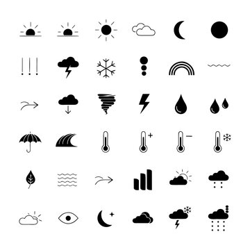 Weather icons collection on white background