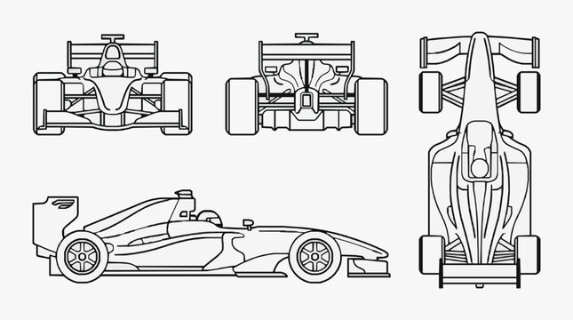 Formula One Racing Car Technical Blueprint.