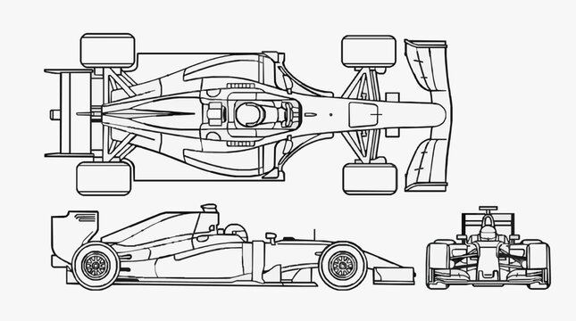 Formula One Racing Car Technical Blueprint.