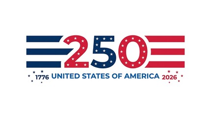Fototapeta premium United states of america 250th anniversary semiquincentennial logo