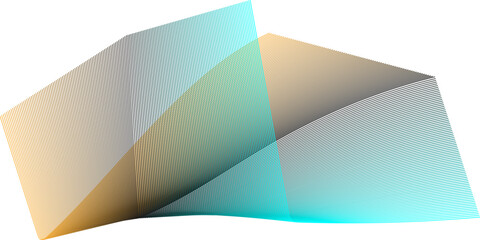 Abstract Folded Paper Sculpture: A striking abstract composition featuring folded and overlapped planes of paper, with a gradient of warm orange to cool blue hues, suggesting depth and form. © Sorna