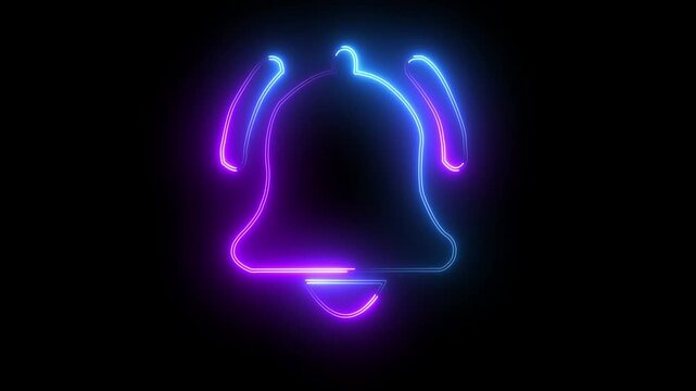  notification bell icon rings to signal a new digital alert. Ideal for digital interface, social media, and technology concepts. Glowing neon icon animated isolated. video