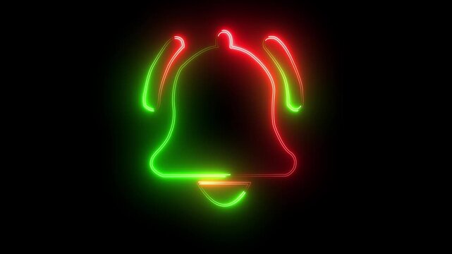  notification bell icon rings to signal a new digital alert. Ideal for digital interface, social media, and technology concepts. Glowing neon icon animated isolated. video