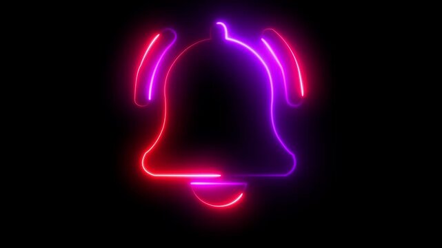  notification bell icon rings to signal a new digital alert. Ideal for digital interface, social media, and technology concepts. Glowing neon icon animated isolated. video