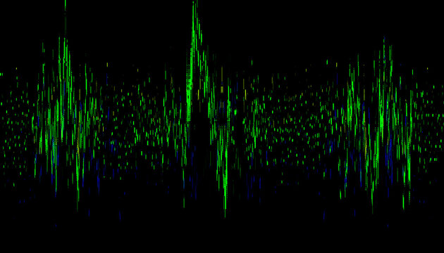 Mod&egrave;le d'onde verte sur fond noir, ambiance technologique.