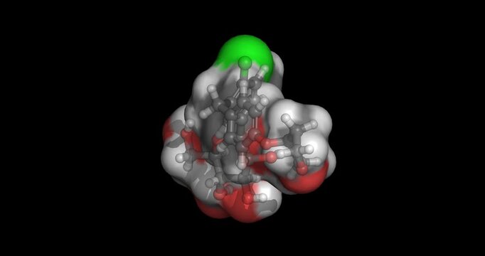 Empagliflozin, type 2 diabetes management and cardiorenal protection in heart failure, 3D molecule 4K  spinning