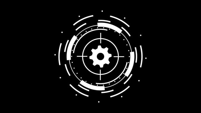 white circles target futuristic Hud interface abstract digital technology suitable for tech presentations, data visualization, and modern design background black