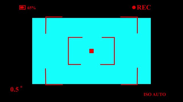 Camera viewfinder, camera streaming recorder, footage. Disler camera frame viewfinder, Video camera recorder screen overlay, rec text camera recording icon blink animation on green screen in 4K