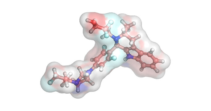Giredestrant, next-generation ER+/HER2&ndash; breast cancer drug, 3D molecule 4K