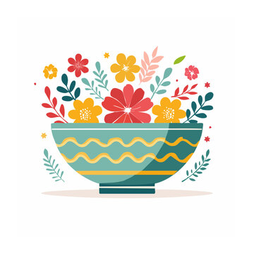 Seamless floral pattern with ribbon and flowers
