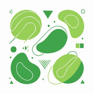 Abstract Green Organic Shapes and Geometric Elements