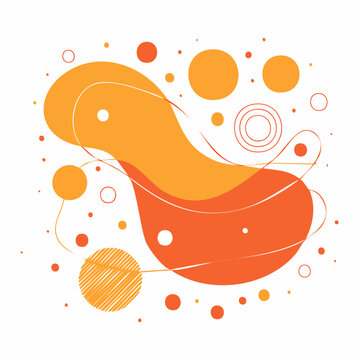 Abstract Orange and Yellow Fluid Shapes with Circles