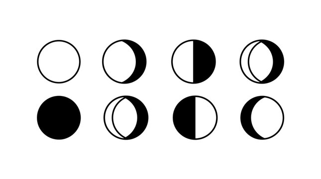 Phases of the Moon Cycle Icons.