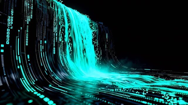 Digital waterfall with binary code
