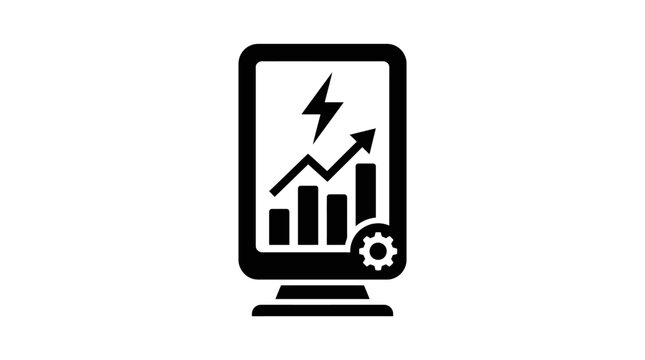 Business growth, finance, graph, and statistics vector icon, analytics symbol, data analysis isolated on White Background silhouette