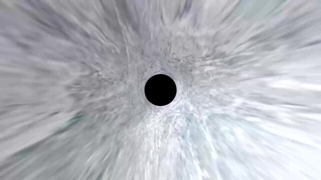 Abstract Silver Liquid Marble Tunnel Logo Transition: Hyperspace Cosmic Zoom Into Black Hole Effects