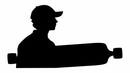 Teenager in baseball cap riding skateboard in silhouette © Ubaid