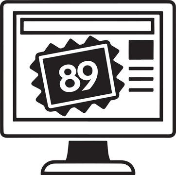 A computer screen displays a jagged shape with the number eighty nine inside