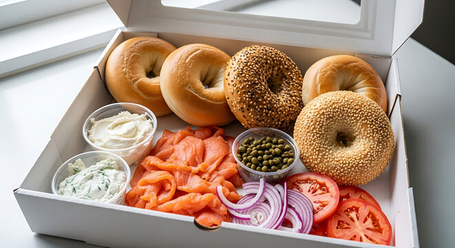 Bagel Box With Cream Cheese And Lox