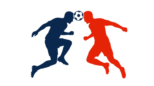 Two soccer players competing for the ball in action