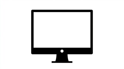 Naklejka premium Minimalist black computer monitor icon featuring a simple flat graphic design style for modern digital interface elements on white background