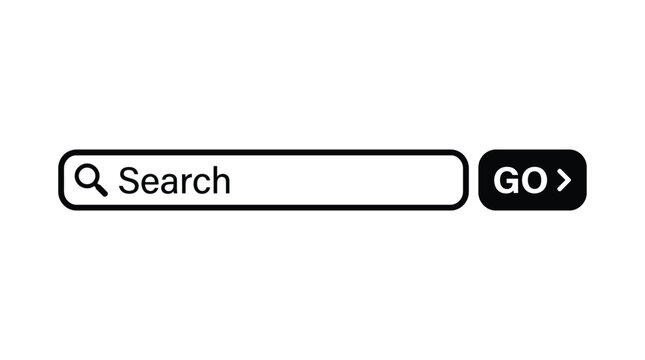 Search bar with go button flat black and white silhouette