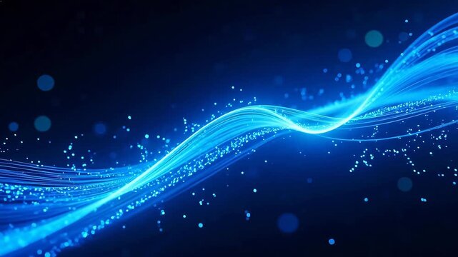 Blue glowing wave with particles