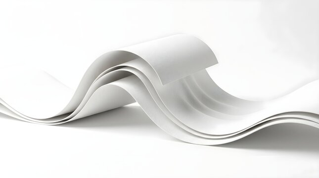 A stack of wavy white paper sheets on a clean surface
