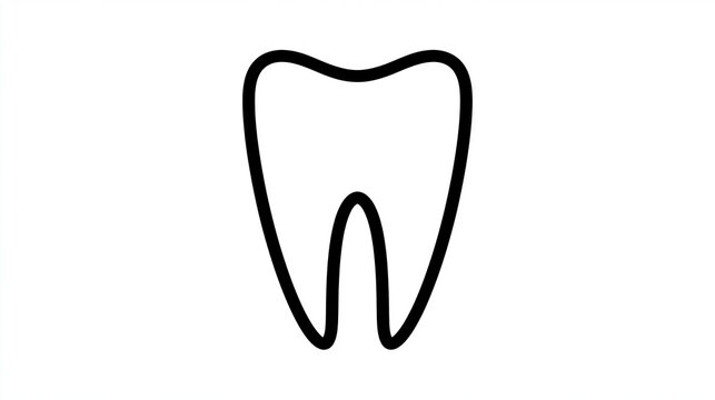 Minimalist black outline icon of a single healthy human tooth rendered in a clean flat graphic style on white background