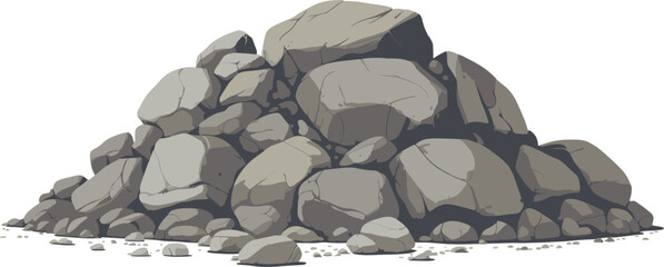 Large pile of gray rocks and heavy boulders, natural wild mountain landscape concept vector illustration © Arishfa