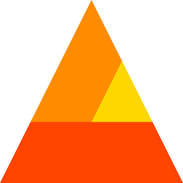 A vibrant orange and yellow Penrose triangle concept representing an optical illusion and mathematical paradox illustration