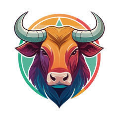 Obraz premium Colorful Bull Head Vector Illustration