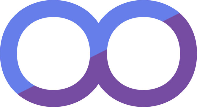 Modern minimalist infinite loop tech symbol with blue and purple color scheme on white illustration
