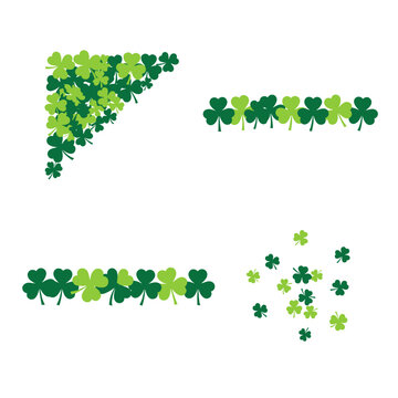 Green shamrock clover borders and corners for saint patricks day