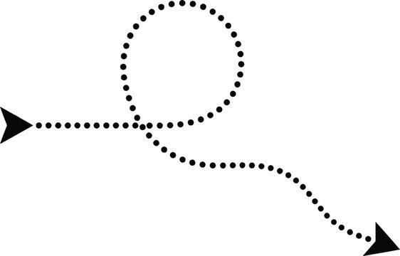 Black dotted arrow with loop representing process flow or redirection