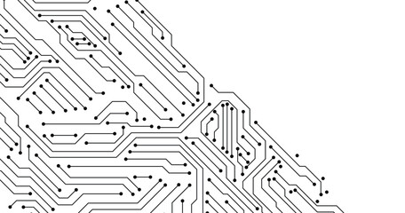 Electronics board. Circuit board electronic hi tech pattern.  abstract computer chip. Black monochrome background. Copy space for text. Top view background. © Wallpaper BD