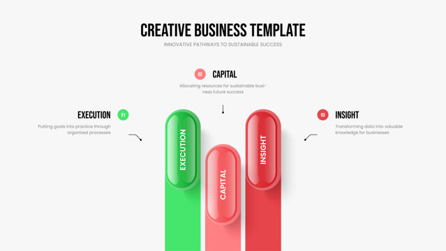 Investor Solution Three Step Diagram Frame Template. Advertising Review Presentation Layout Vector Illustration. Market Portfolio 3 Option Infographic Slide Design.