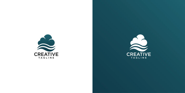 Abstract creative cloud and wave logo design symbolizing innovation, fluidity, and growth, ideal for modern technology, environmental, or consulting businesses seeking a sophisticated brand identity