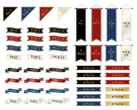Premium luxury ranking labels and ribbon banners mega set