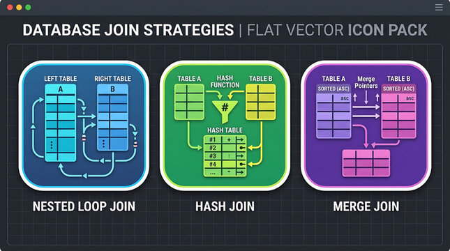 Database administrators discuss merge, hash, and loop join strategies in technology.