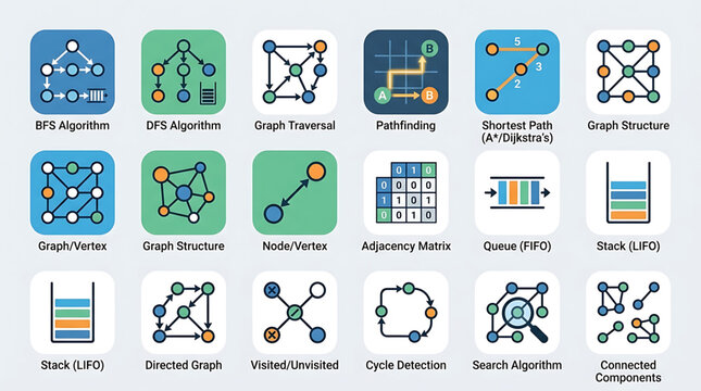 RJ_X2KZX2_VF.svg depicts a collection of graph-related algorithm illustrations.