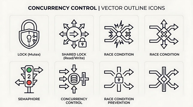 RJ_X6RPVC_VF.svg icon depicts a vector outline of technical concurrency control symbols