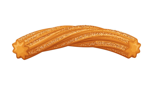 A sugary churro on a white background.